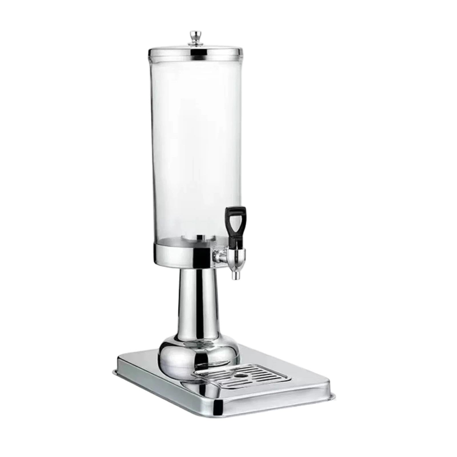 Dispensador de Bebidas con Bandeja Antigoteo, Recipiente de 3 litros para de Hotel, Plata, Individual