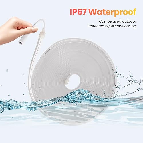 Miniatura 3 de KISUFU Luces de neón LED de 24 V 2835 CC, cuerda de luz LED regulable, IP67 impermeable 120 LEDsm, tira de luces LED de silicona, letrero flexible