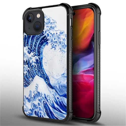 Coque iPhone 15 protection rigide Hokusai vague bleue fille