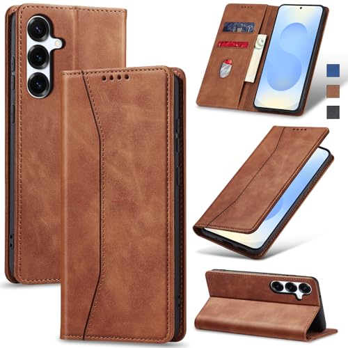 Jasonyu Flip Wallet Case for Samsung Galaxy S25,Brown - image 1