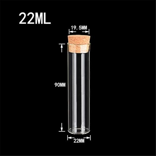 Miniatura 2 de 0.866x3.543 in 22CC Botellas transparentes de vidrio vacías con tapón de corcho, frascos de vidrio, frascos de envasado, 24 unidades (24, 0.7 fl oz)
