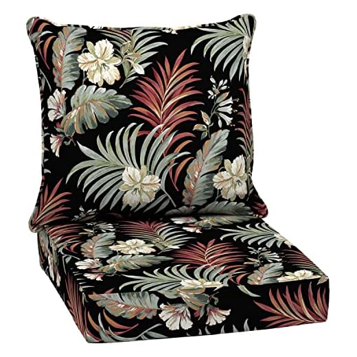 Arden Selections Outdoor Deep Seating Cushion Set 24 x 24, Simone Black Tropical