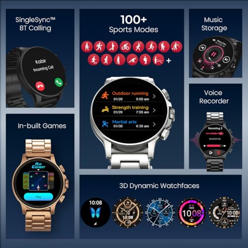 Image of Fastrack Marvellous FX2 1.54 inch Super AMOLED Smart Watch with SpO2, Sleep Monitor, BT Calling, Metal Body, Voice Assistant, 100+ Sports Modes - Smartwatch for Professionals (Black)