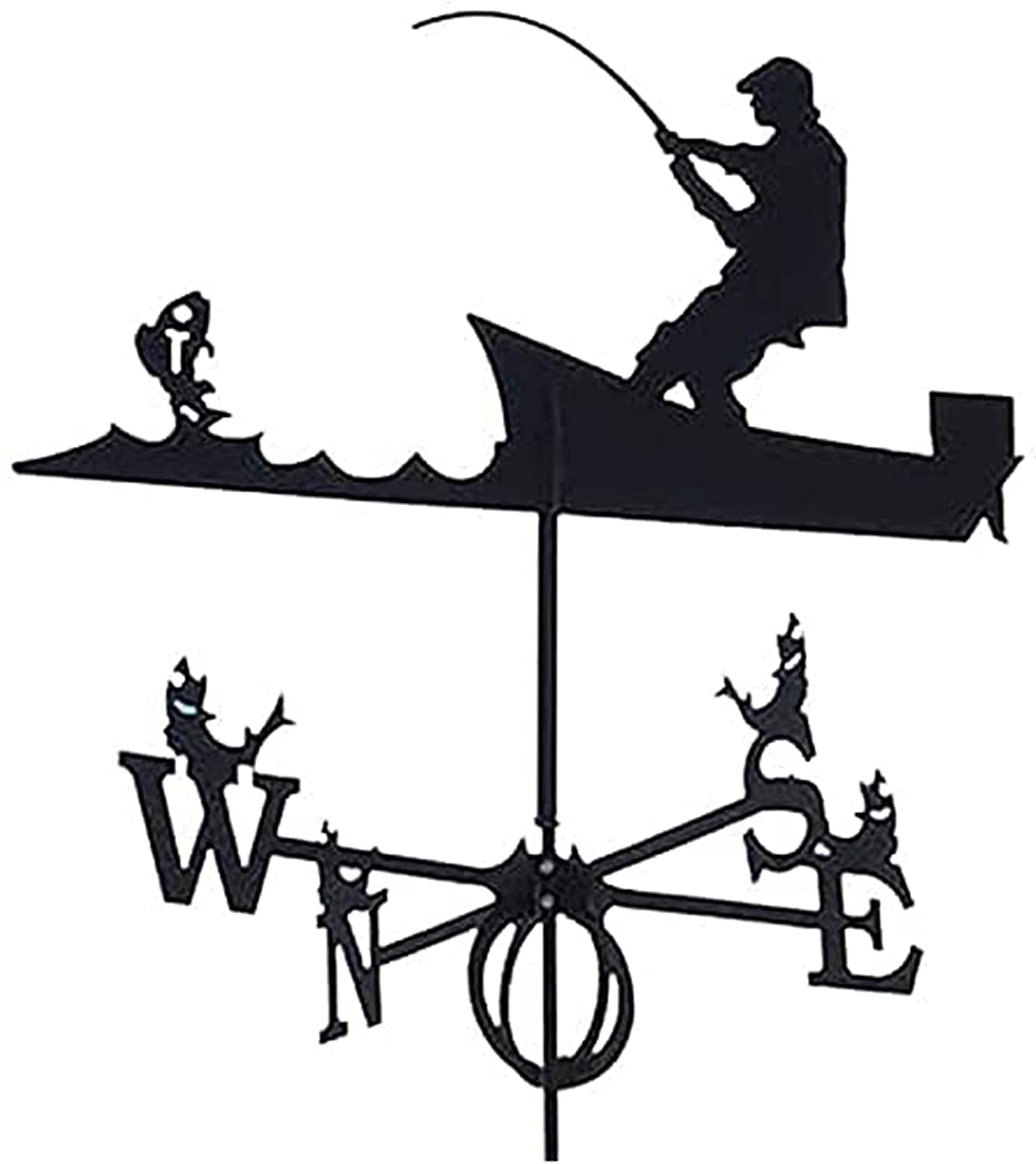 TAXXII wind vane Weathervane,Weathervane Metal Wind Vane Retro Weather Garden Patio Yard Ornament Decoration Weathervane for Farm Gazebo (Fishing)