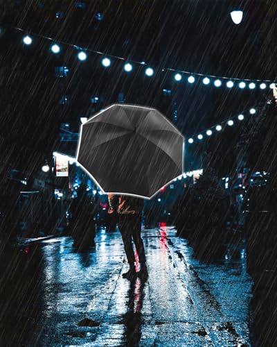 Image of ANYCHO Big Umbrella for Men, Large Umbrella with Reflective Stripe for Women and Family, Windproof, UV Protection Auto Open Golf Umbrella Big Size for 2-4 Men