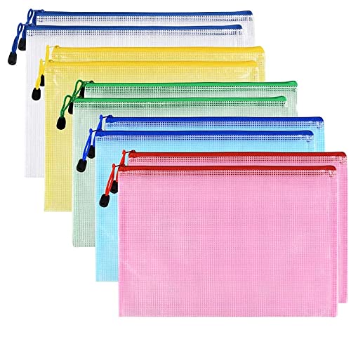 Satohom Lot de 10 sacs de fichiers A5 en maille filet A5 pour ranger des produits cosmétiques 5 couleurs Cover