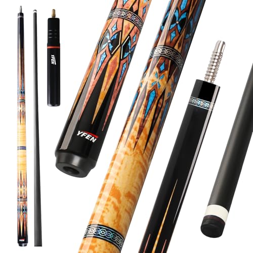 Banly Carbon Fiber Pool Cue YFEN 58inch Pro Taper Cue Stick with Extension 19oz Low-Deflection Pool Cue Stick Premium Canadian Maple Cue Stick 12.5mm Tip-Competition Level