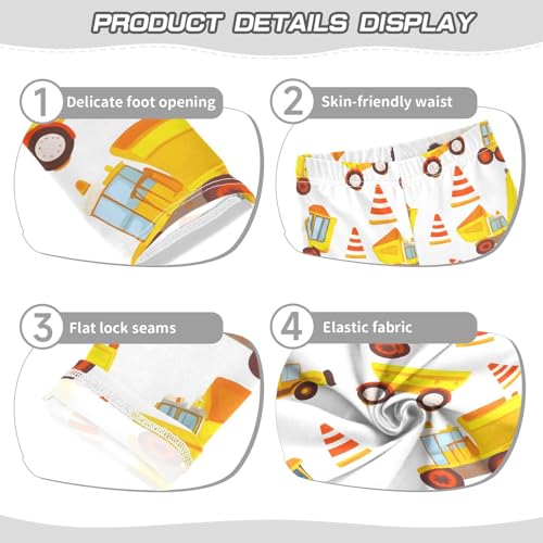 ALAZA Girls' Leggings Children's Yoga Pants Skinny Printed Dance Excavator White Comfortable 4T2