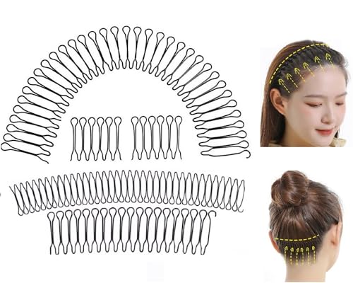 Fermagli per Capelli a U Ondulati Elastici, Clip Invisibili per Sistemare la Fronte, Accessori per Acconciature Donna, Nero (Set 5)