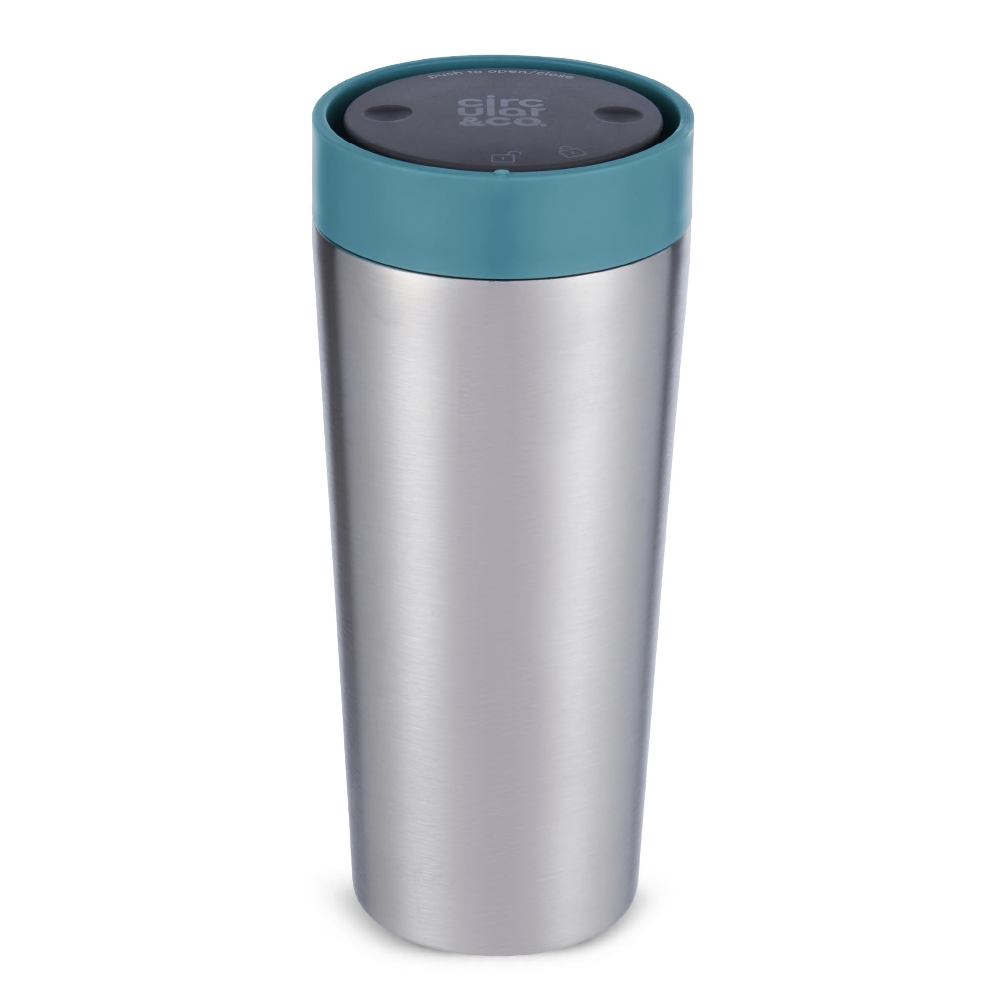Circular & Co Thermal Stainless Steel Travel Mug - 16oz/454ml - Insulated Reusable Coffee Cup - 100% Leakproof & Lockable - 6 Hours Hot/Cold - Push Top, One Hand Open, (Previous Generation)