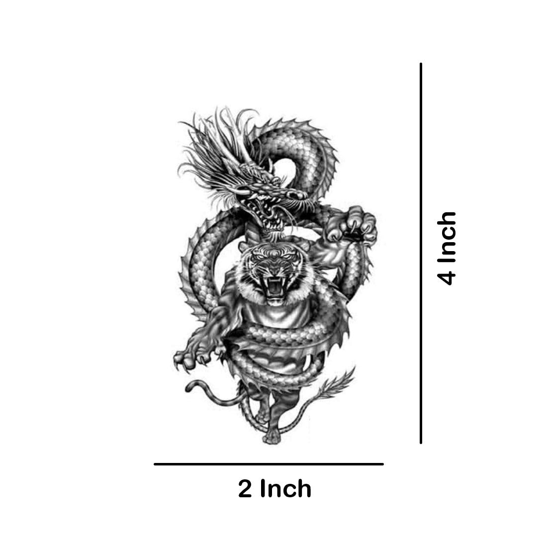 Temporary Tattoowala Dragon With Tiger Temporary Black Tattoo Stickers For Male And Female Fake Tattoo Waterproof body Art 1