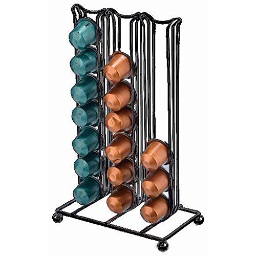 Kaffee-Kapselhalter (Kapselspender Für 42 Kapseln) Kapselständer Verchromt,Schwarz