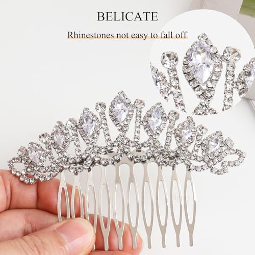 Sppry Pente de cabelo com strass - Acessório de cabelo elegante para mulheres noivas em festas de ca