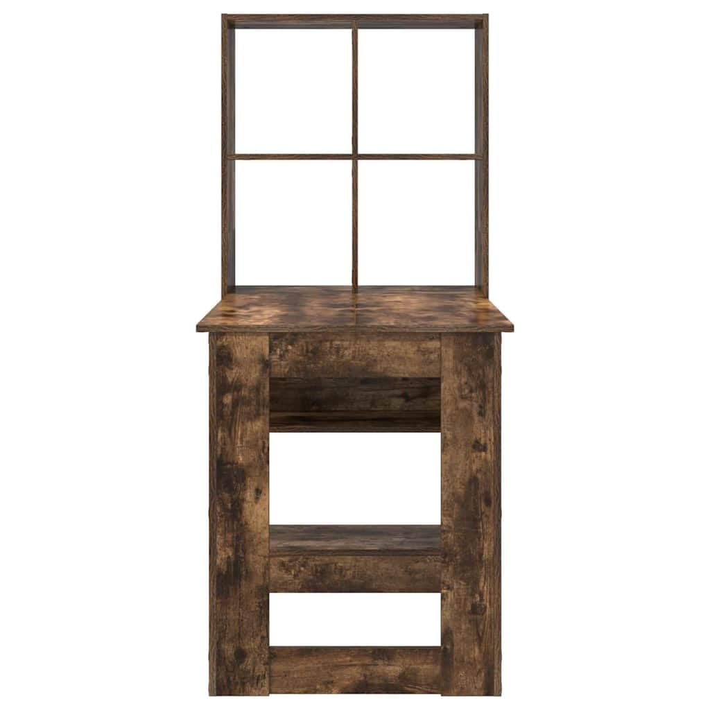 Scrivania in rovere affumicato, 122 x 67 x 145 cm, con ripiani, tavolo da lavoro per ufficio, casa, camera dei ragazzi, ideale come scrivania per computer, segretario, postazione di lavoro per