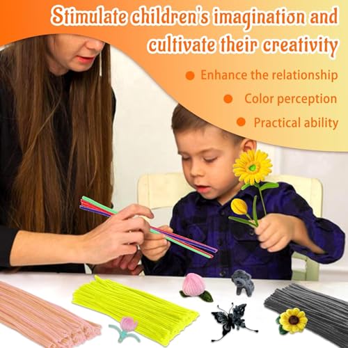 Image of Pipe Cleaners Craft, Pipe Cleaners Chenille Stem Fuzzy Sticks Craft Supplies for flowers making, Home DIY (Red, 200pc)