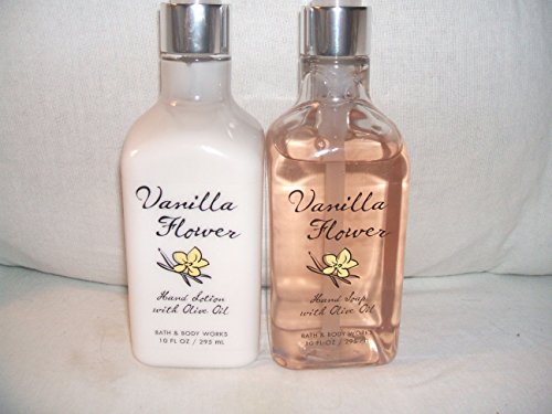 Bath & Body Works VANILLA FLOWER hand soap & hand lotion 10 fl oz. with Olive Oil