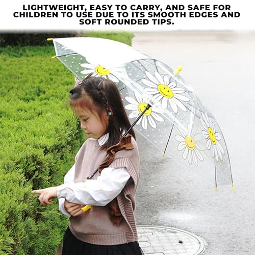 Image of Kraptick Transparent Printed Umbrella for Kids, Stylish & Cute Child Safe Umbrella for Rain, Automatic Water-Proof Umbrellas for Children's /Boys /Girls /Kids (MFP /1112-V)