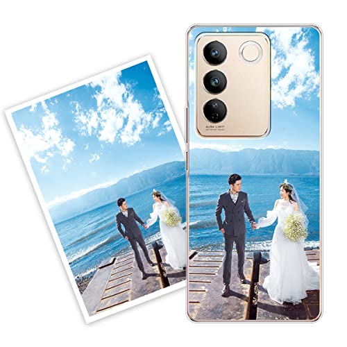 Sunrive Funda Personalizada Compatible con Vivo V27, Silicona Flexible Transparente Carcasa Personalizable para tu móvil con Foto Imagen Frase o Texto