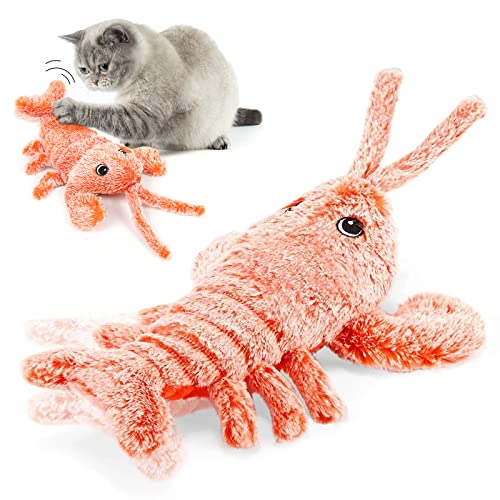SLE Interaktiver Beweglicher Hummer für Katzen - Bewegungsaktiviertes Spielzeug mit Catnip, USB Aufladbar, Waschbar, Touch-Aktiviert - Plüsch...