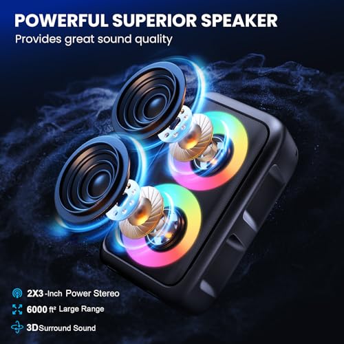 image for PWBSLAI Bluetooth Speaker with 2 Rechargeable Wireless Microphone - Po
