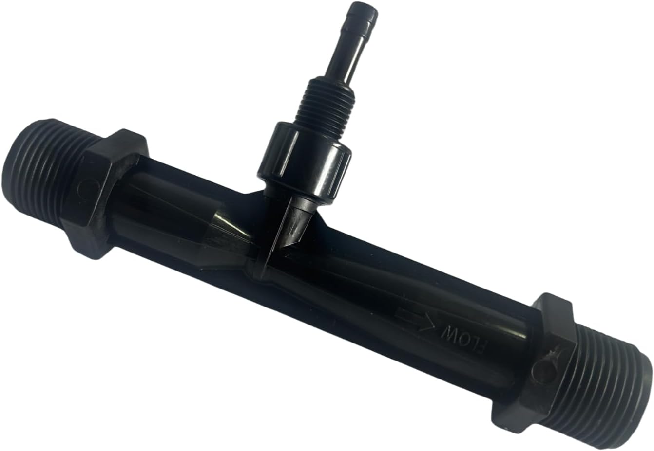 Ozone Venturi Injector,?Black PVDF Material? 3/4" NPT Inlets/Outlets, 1/4" Ozone Injection Port, for Cold Plunge, Spa, Pool Circulation Pumps or Irrigation