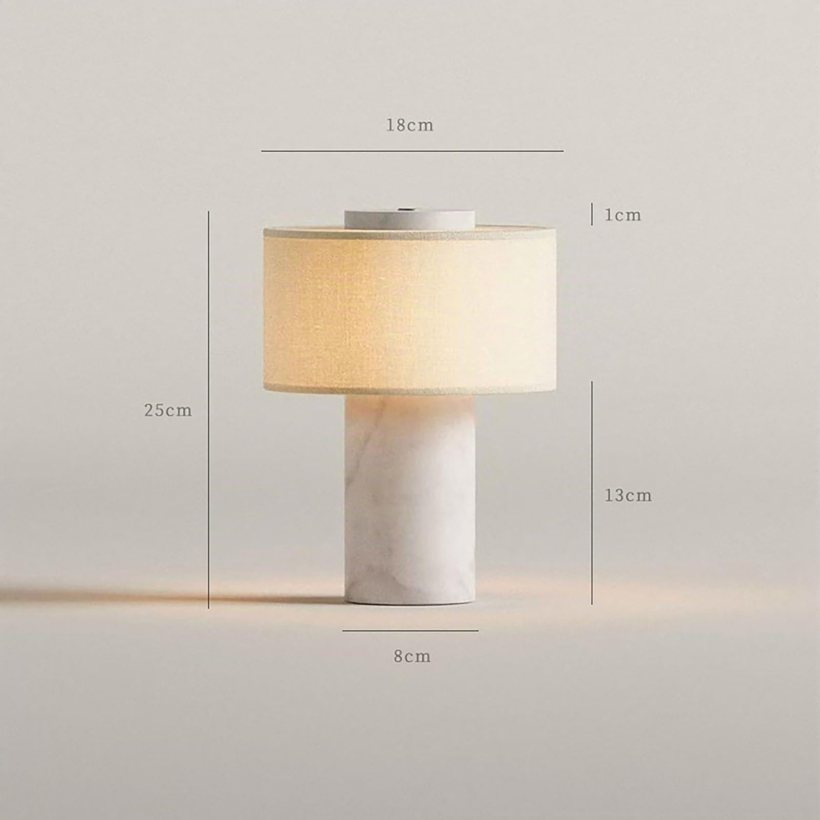 Lámpara de mesa de mármol regulable al tacto, luz nocturna de mármol de piedra recargable con pantallas de lámpara de lino de alta gama, forma cilíndrica para mejoras en el hogar #03 Travertine Style
