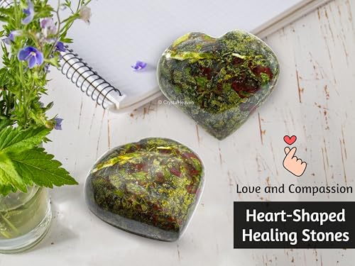 Image of Crystal Heaven Certified Dragon Bloodstone Heart Palm Pebbles Stones For Anxiety Stress Relief Massage-Aaa Grade Original Healing Gemstone Agate Heart Palm Stone For Yoga Meditation Spiritual