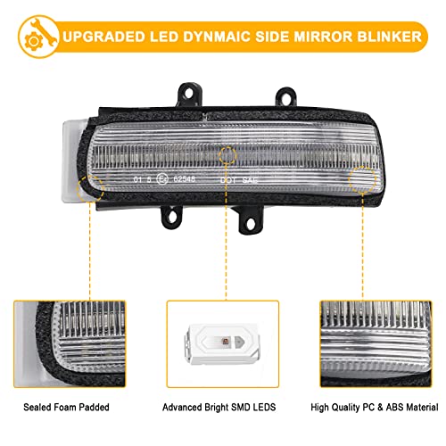 R&F Auto Sequential Smd Led Dynmaic Side Mirror Light Replacement For Tacoma 2011-2015, Sienna 2012-2020, Rav4 4Runner 2009-2012 Towing Mirror Turn Signal Side Marker Parking Lamp #TOP2