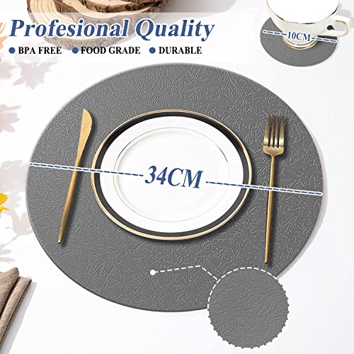 YUNJUER 4 Round Silicone Place mats + 4 Coasters Set, Heat-Resistant 450 °F Placemats, Non-Slip and Washable - Image 2