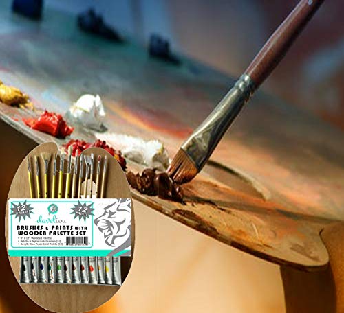 Daveliou Complete Acrylic Paint Set, Includes Wooden Palette, 12 Paint Brushes, And 12 Non Toxic Acrylic Paints, Deluxe Painting Set For Beginners And Professionals (25-Piece Set) #TOP7