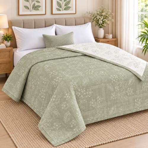 Image of Amazon Brand - Umi Double Bed Dohar Blanket Cotton 160 TC | AC Quilt 84x96 Inches | Three Layer Soft Lightweight Comforter | Trendy Elegant Bedspread