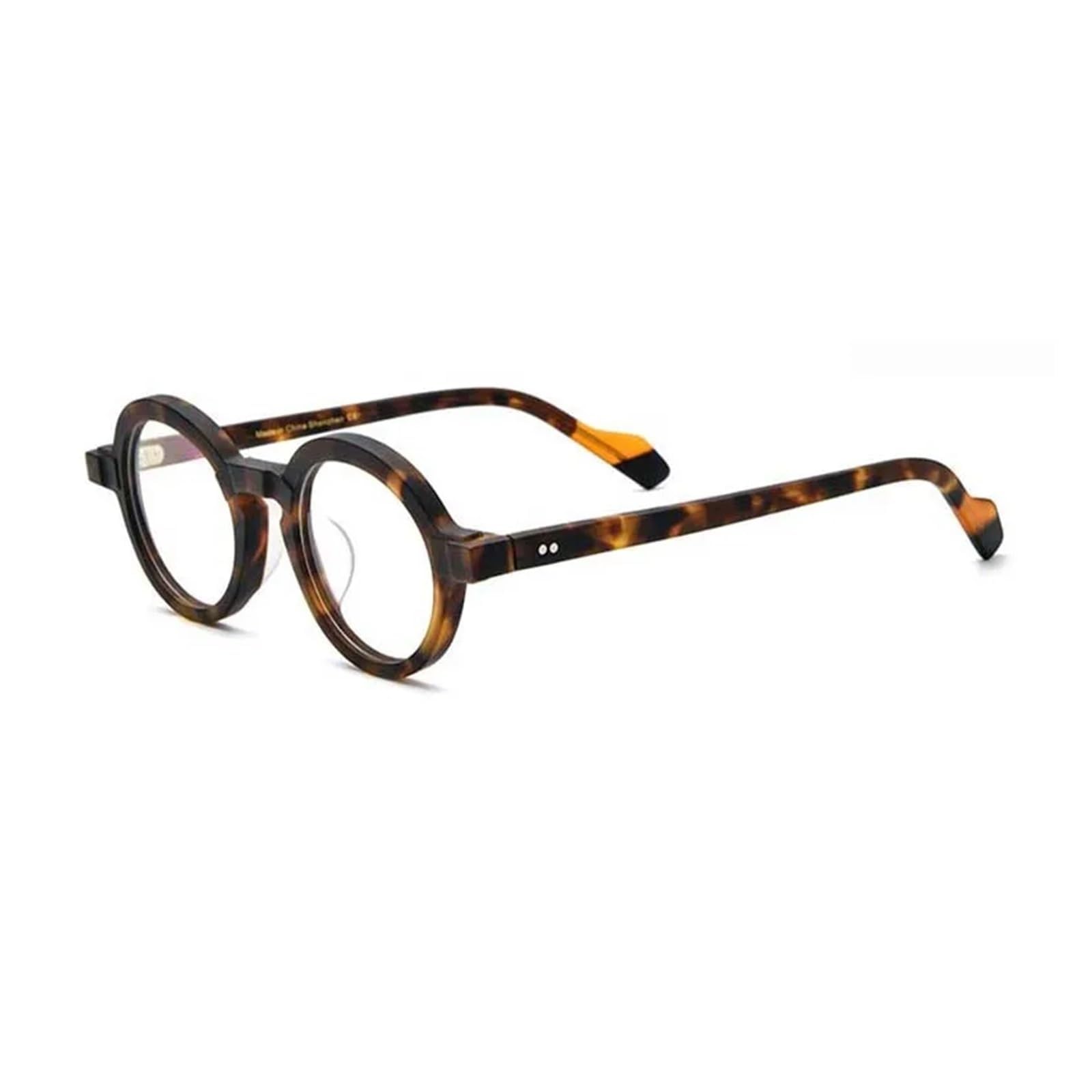 KLJUddGY Acetate Glasses Round Eyewear Frames Large Non Prescription Eyeglasses Spectacles for Computer Unisex Reading Glasses Frosted(Yellow Leopard)