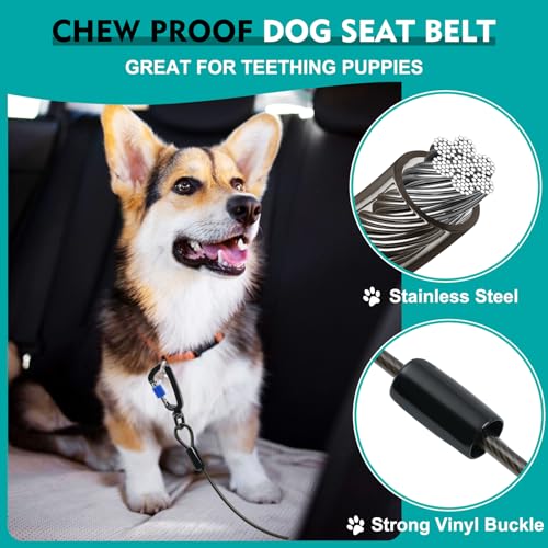 Libbipaw Kaufester Hunde-Sicherheitsgurt für das Auto, 81,3 cm, mit Riegelbefestigung, Luftfahrt-Aluminium-Karabiner bis zu 453 kg, sichere Hundeleine, 2 Stück