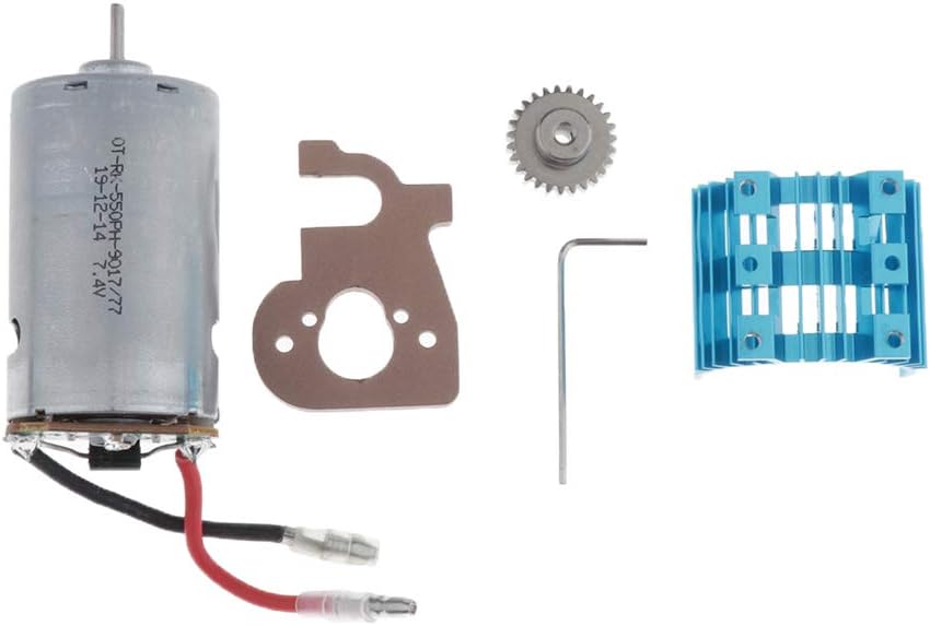 KingVal Replacement Metal 550 Brushed Motor with Motor Mount Heatsink and 27T Gear Combo RC Parts Compatible with WLtoys 144001 1/14 RC Car