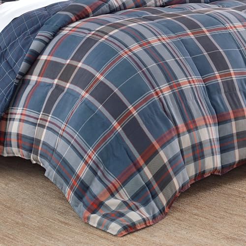 Image of Eddie Bauer - King Comforter Set, Reversible Down Alt Bedding with Matching Shams, Home Decor for Colder Months (Shasta Lake Navy, King)