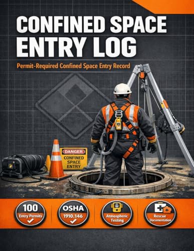 Confined Space Entry Log Book: Permit-Required Confined Space Entry Record | OSHA 29 CFR 1910.146 Compliant Tracker with Atmospheric Testing, Pre-Entry Checklists, and Rescue Plans