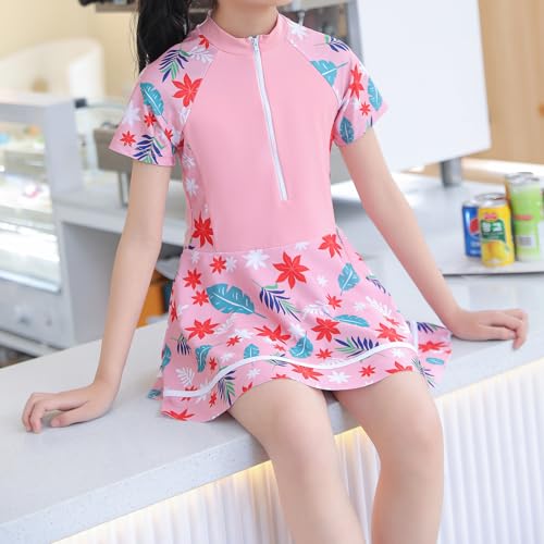 ABAFIP Girls Swimsuit One Piece Swim Dress with Shorts Rash Guard Bathing Suit 2 Piece Swimwear3