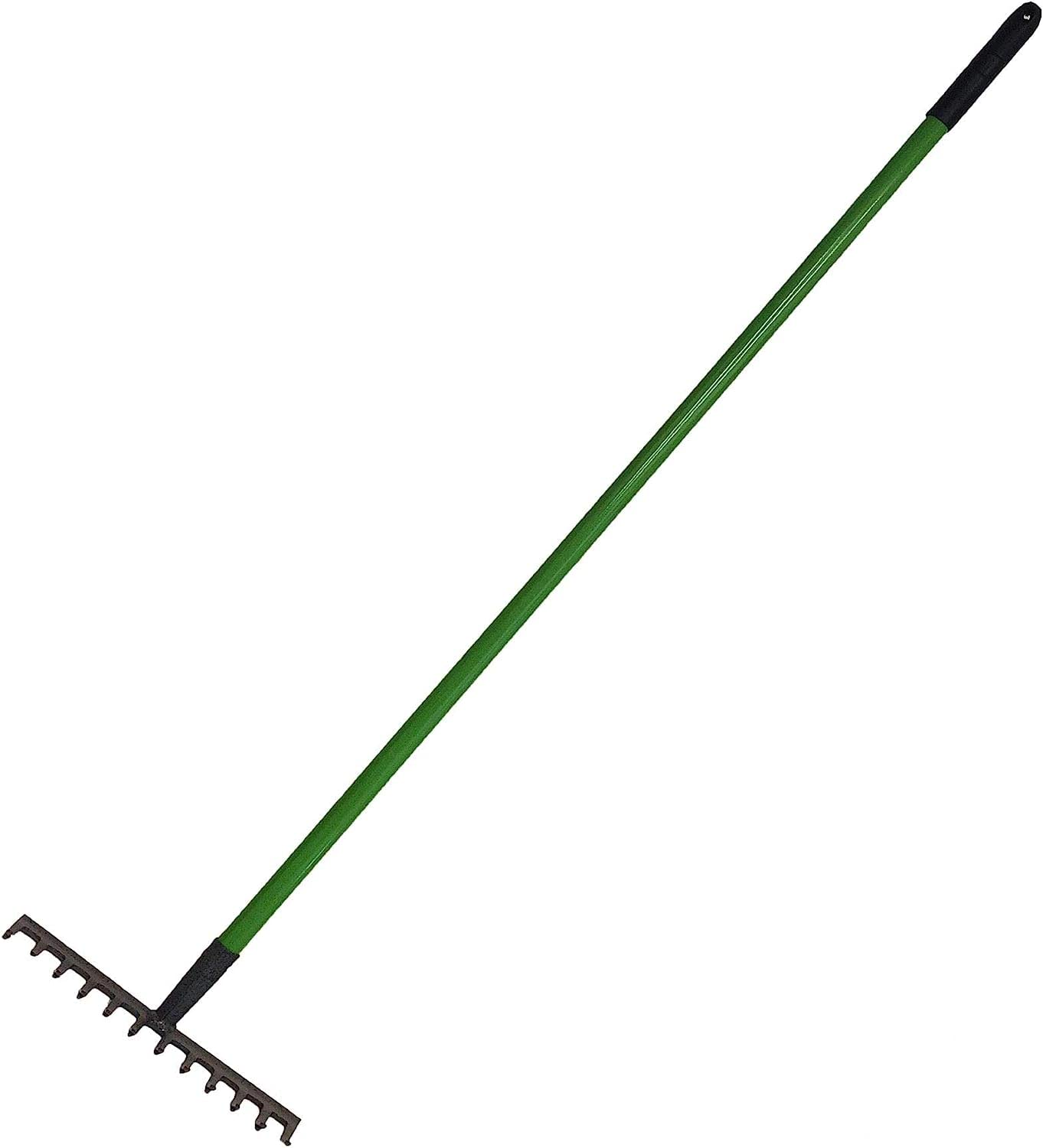 Dunnet Tools Grass Rake For Lawn 130cm Metal Garden Rake Heavy Duty 12 Tooth Garden Rakes For Lawns Fully Adjustable Gardening Tools Perfect For Cleaning Leaves Grass Moss