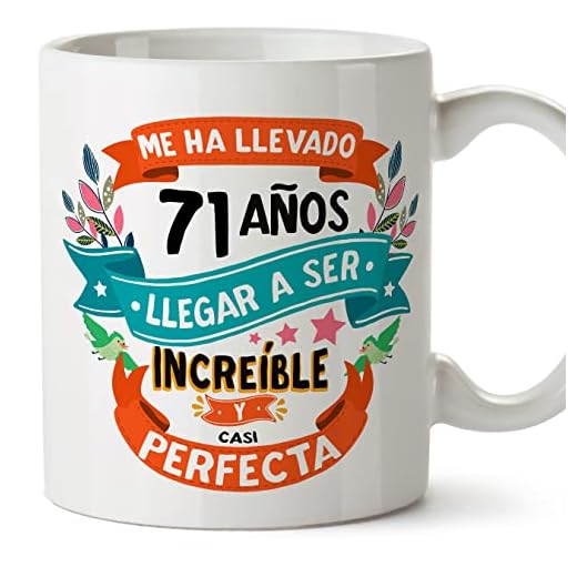 MUGFFINS Tazas 71 Cumpleaños - En Español - Me ha llevado 71 años llegar a ser increíble - 11 oz - Regalo original y divertido
