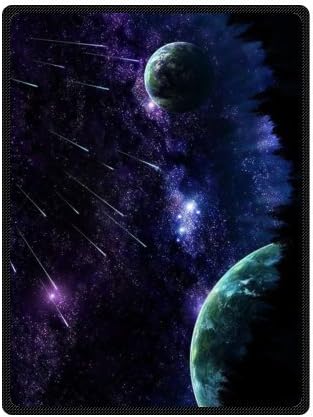 Soft Material Galaxy Space Universe Fleece Blanket 58 inches x 80 inches (Large)