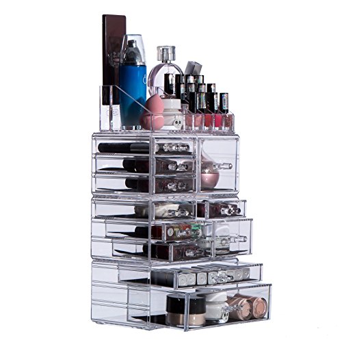 PENGKE Clear Makeup Organizer,Acrylic Jewelry and Cosmetic Storage,Large Capacity for Beauty Product Organizer,Storage Cosmetic, Brushes, Palettes, Lipsticks,11 Drawer Keep Your Vanity Organized