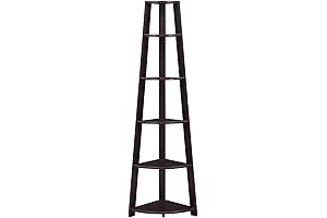 Convenience Concepts Newport 5 Tier Corner Bookcase in Espresso