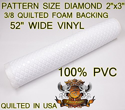 Vinyl Quilted Foam Fabric with 3/8" Foam Backing Upholstery / 52" Wide/Sold by The Yard/FABRIC EMPIRE (Matte White, Diamond 2" x 3") - Thumbnail 6