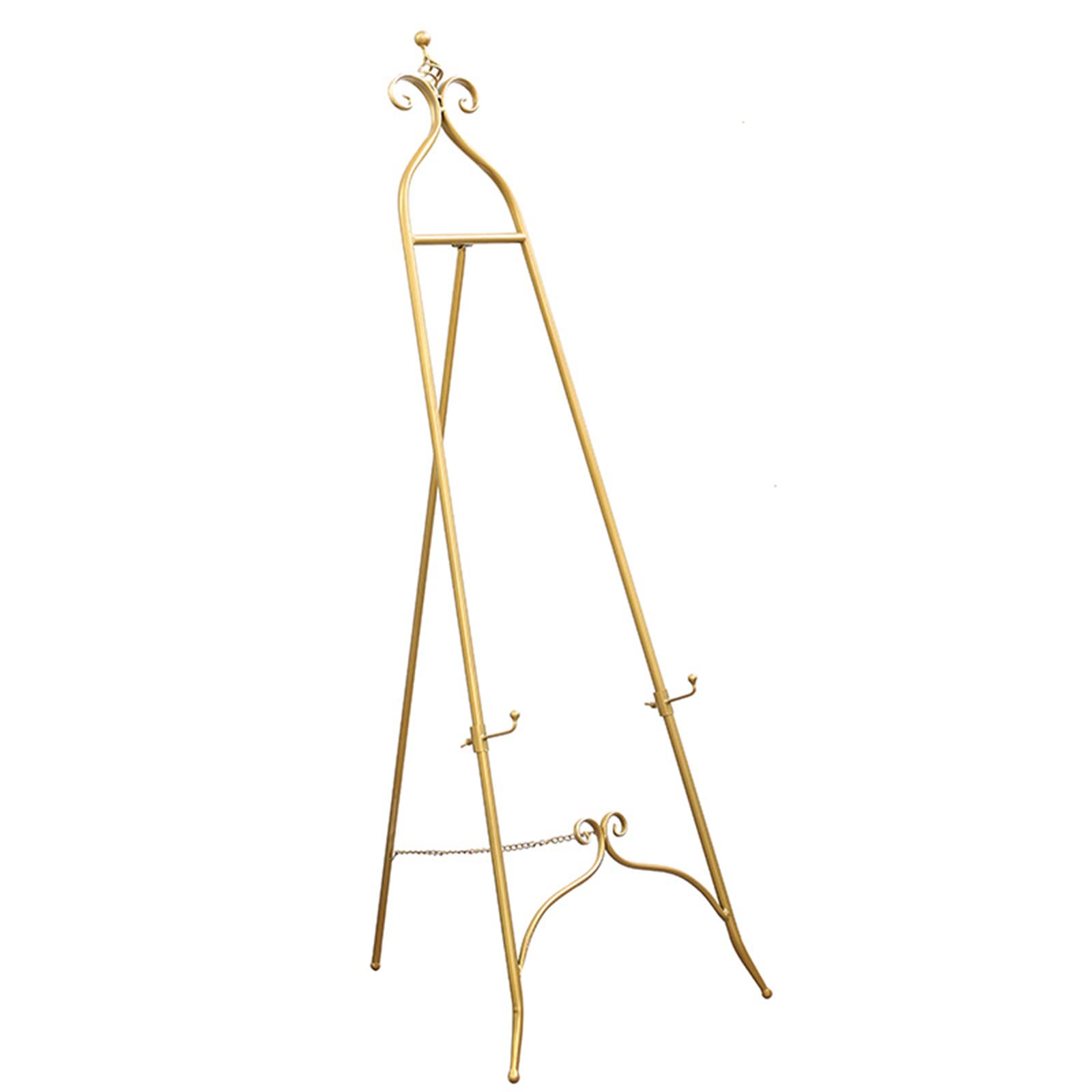 WDSOPK Folding Easel for Display, 120/150cm Metal Floor Easel Stand Portable Tripod Easel for Artist Wedding Poster Display Easel,Gold