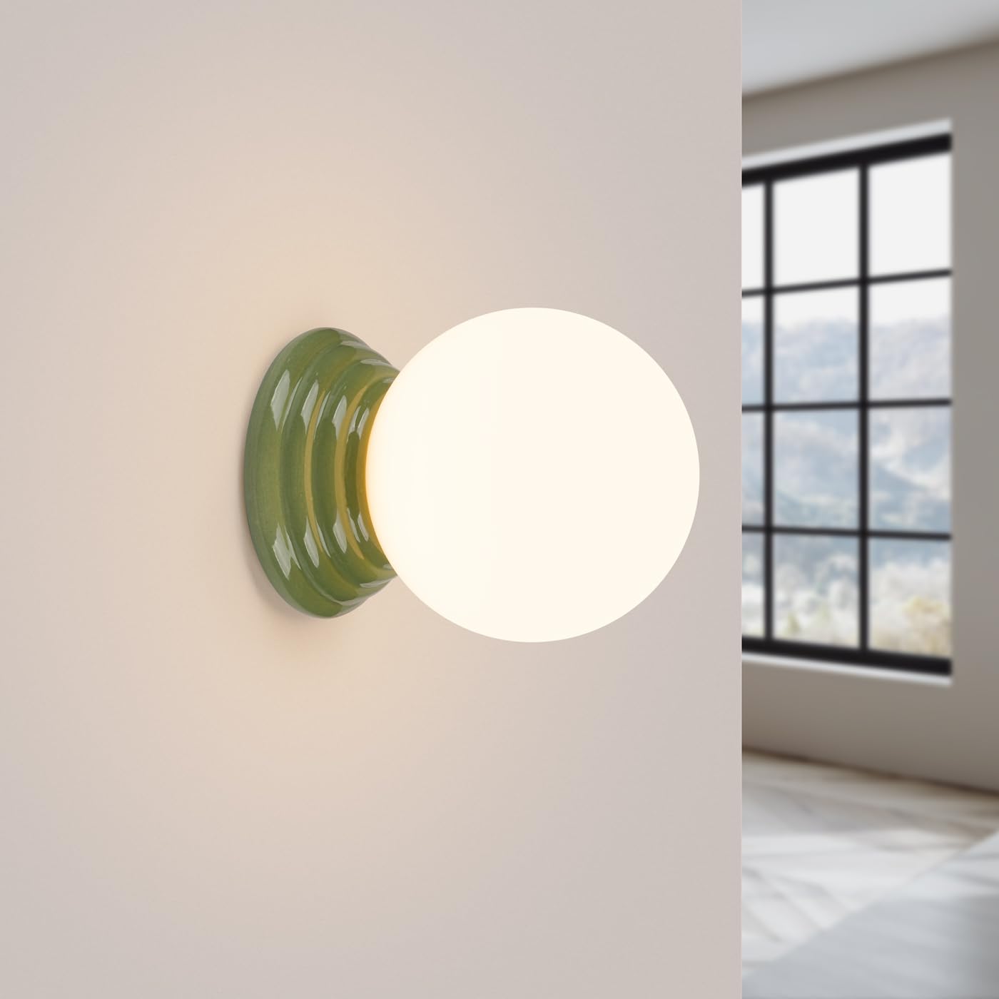 SOLLUX lighting Wandleuchte Innen - Wandlampe glasierte Keramik Glas - 1 Flammig - LED Lampe Glühbirne - Grün Zori