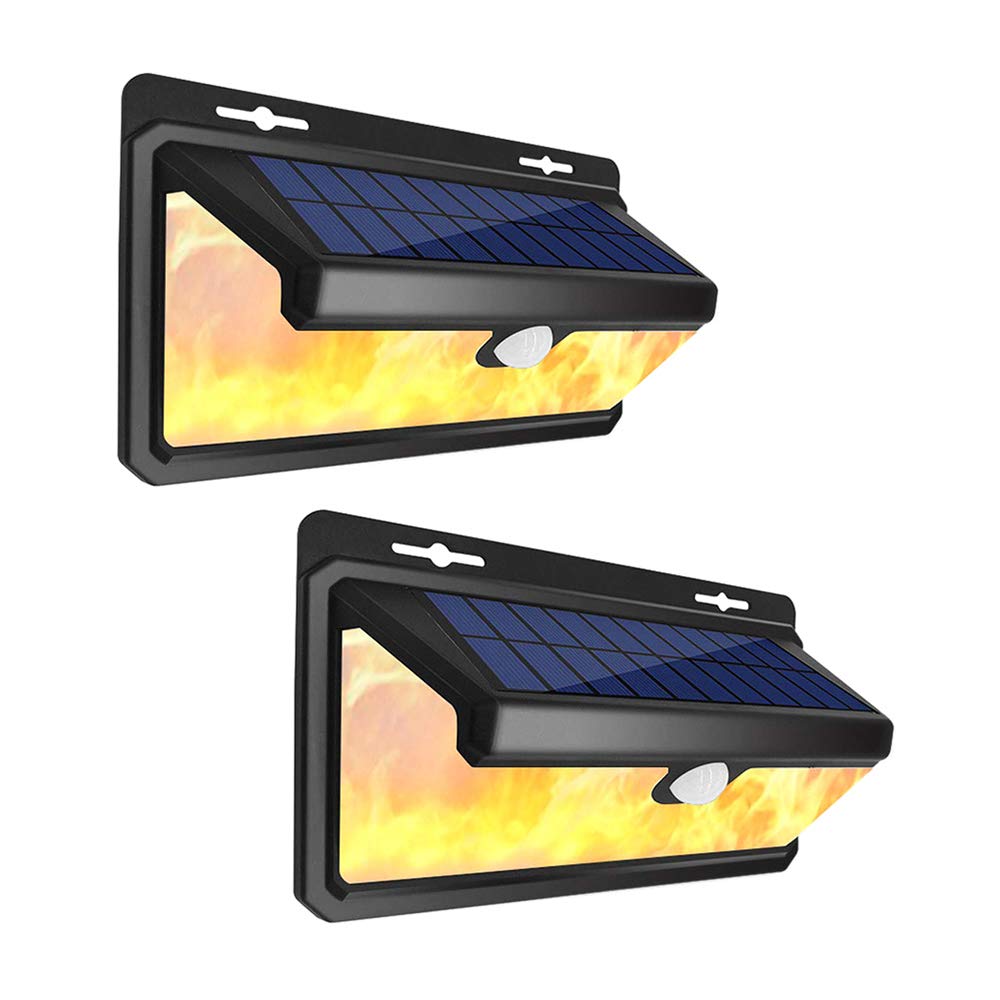 GRIFEMA DG1004-158, Solarleuchte für Außen 158 LED, Flamme Solarlampen mit Bewegungsmelder, 2 Stück