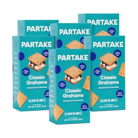 Gluten Free Vegan Classic Graham Crackers by Partake Foods – Delicious 6 Boxes Graham Crackers | Non-GMO, Allergy-Friendly Ingredients | No Peanuts, Soy, Dairy, Tree Nuts, Egg, Sesame, or Wheat, | Safe School Snack for Kids Cover