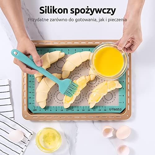 Kątowy duży silikonowy szczotkę do bastingu, U-Taste 315  Ogrzewany 23cm kuchenny gotowanie do pieczenia pieczenie pędzla basar szczotka do sosu olejowego BBQ Butro Butro (Aqua Sky)