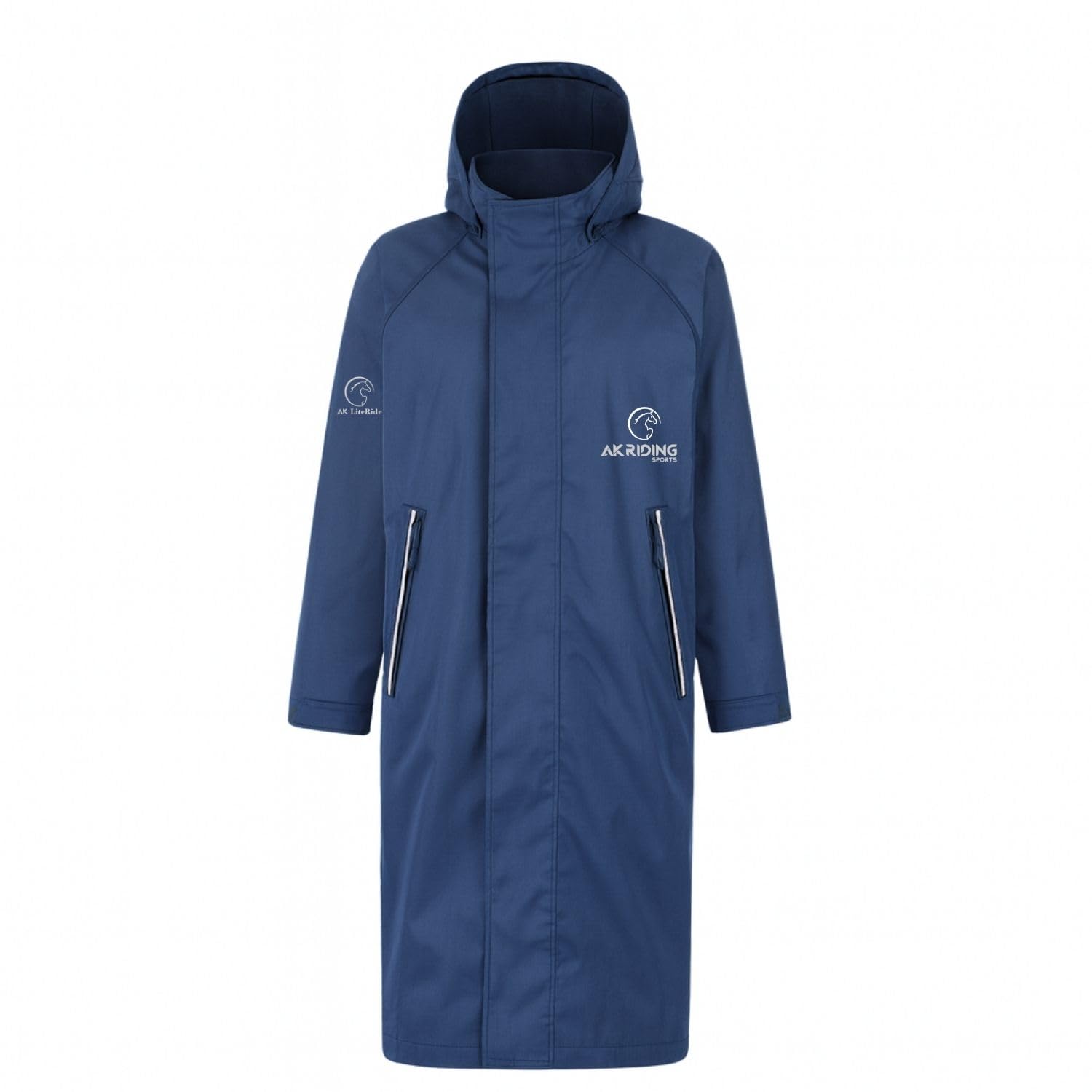 Ak Riding Sports Unisex Navy Ak Literide Oversized Equestrian Waterproof Coat For Women & Men – Long Hooded Riding Rain Jacket, Lightweight Windproof Horse Riding Coat (Uk, Alpha, Xs, Regular, Regular, )