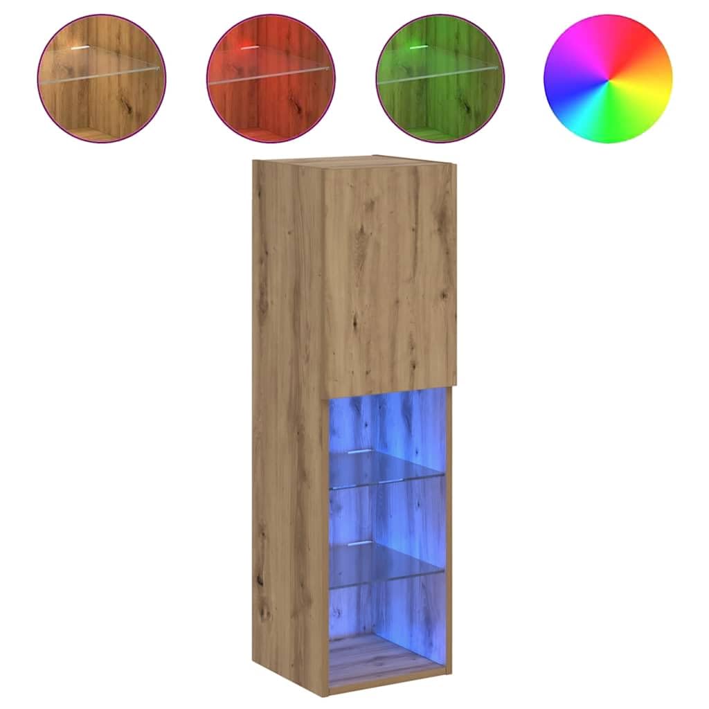 Tv-meubel met LED-verlichting 30,5x30x102 cm oud houtkleurig